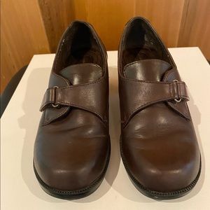 Brown leather loafers